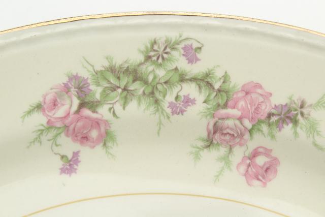 photo of Countess pink floral vintage Homer Laughlin Eggshell Georgian, large & small platters or trays #2