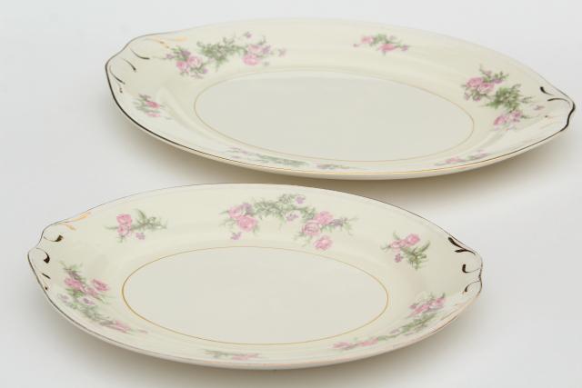 photo of Countess pink floral vintage Homer Laughlin Eggshell Georgian, large & small platters or trays #3