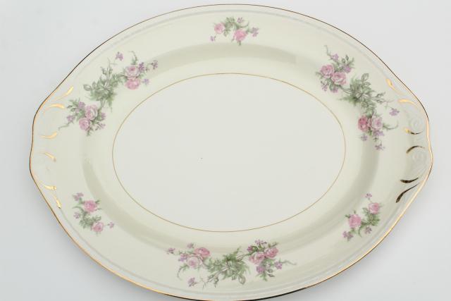 photo of Countess pink floral vintage Homer Laughlin Eggshell Georgian, large & small platters or trays #6