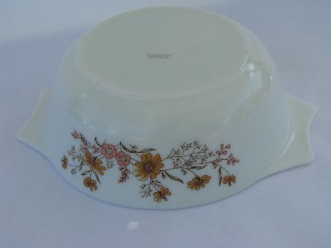 photo of Country Autumn floral pattern, vintage England Pyrex casserole baking dish #2