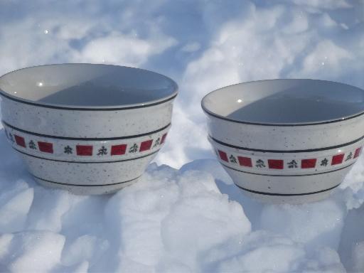 photo of Country Crock Christmas tree stoneware soup  bowls, Tienshan china #1