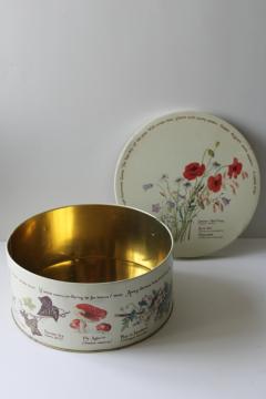 Country Diary of an Edwardian Lady nature art print tin, large round cake box vintage 
