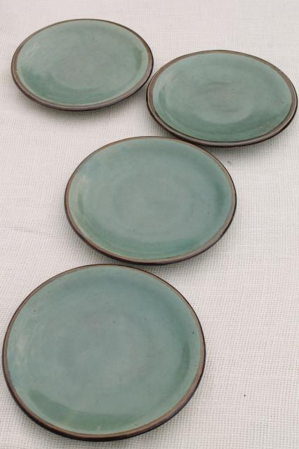 photo of Country Fare or Red Wing Village Green stoneware pottery, big platter & plates #7