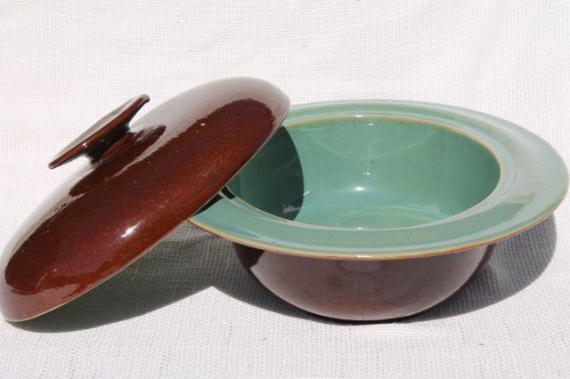 photo of Country Fare or Red Wing Village Green stoneware pottery, dome cover & deep platter #2