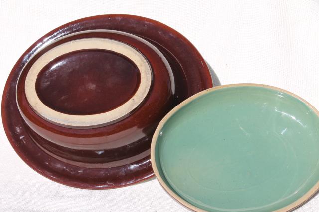 photo of Country Fare or Red Wing Village Green stoneware pottery, dome cover & deep platter #5