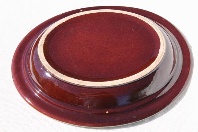 photo of Country Fare or Red Wing Village Green stoneware pottery, large dome cover & deep platter #5