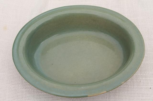 photo of Country Fare or Red Wing Village Green stoneware pottery oval bowl or vegetable dish #3