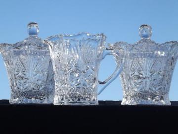 catalog photo of Country Flair Mikasa / Studio Nova glass cream and sugar, jam jar set