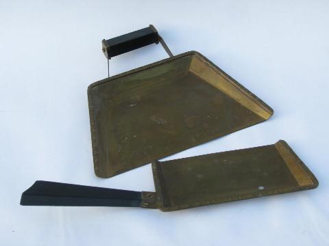 photo of Craftsman / Arts & Crafts vintage solid brass silent butler crumb pan set #1