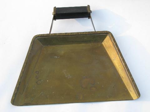 photo of Craftsman / Arts & Crafts vintage solid brass silent butler crumb pan set #2