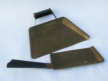 catalog photo of Craftsman / Arts & Crafts vintage solid brass silent butler crumb pan set