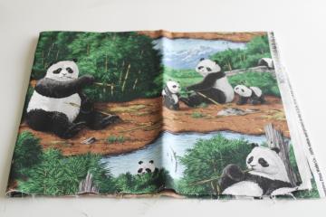 Cranston print cotton fabric, giant panda wild pandas in bamboo forest 