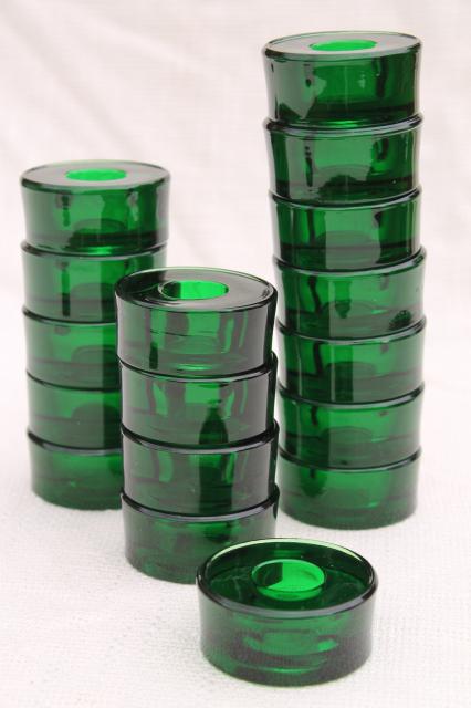 photo of Crate & Barrel glass candle holders, Christmas green heavy glass candleholders #2