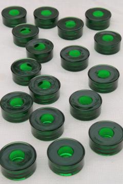 catalog photo of Crate & Barrel glass candle holders, Christmas green heavy glass candleholders