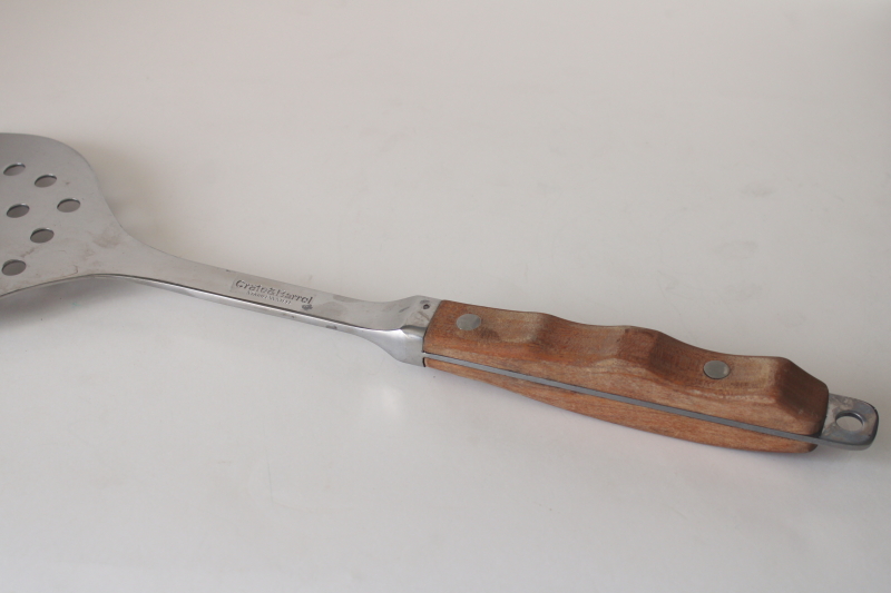 photo of Crate & Barrel large heavy stainless spatula, grill or kitchen utensil w/ wood handle  #3