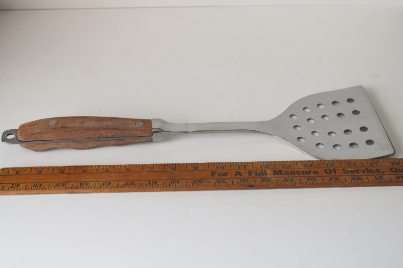 photo of Crate & Barrel large heavy stainless spatula, grill or kitchen utensil w/ wood handle  #5