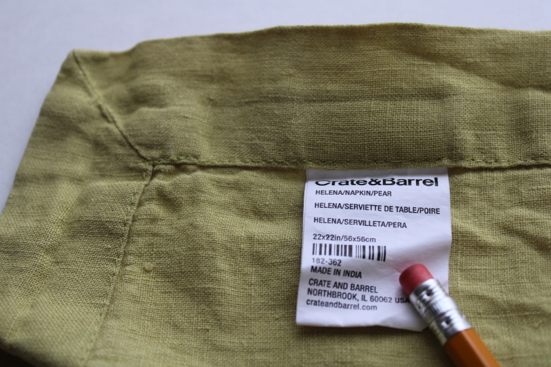 photo of Crate and Barrel pear green 100% linen napkins, vintage cloth napkins set of 6  #4