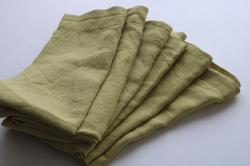 photo of Crate and Barrel pear green 100% linen napkins, vintage cloth napkins set of 6  #7