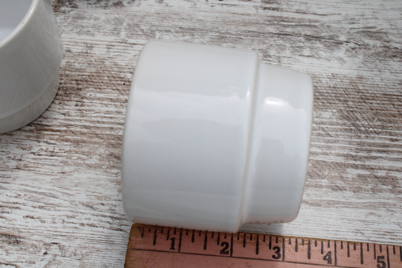 photo of Crate & Barrel vintage Trend Pacific Japan all white dinnerware, Bauhaus minimalist mod stackable dishes  #4
