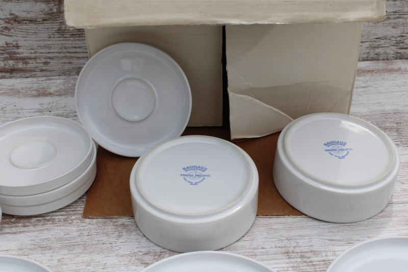 photo of Crate & Barrel vintage Trend Pacific Japan all white dinnerware, Bauhaus minimalist mod stackable dishes  #8