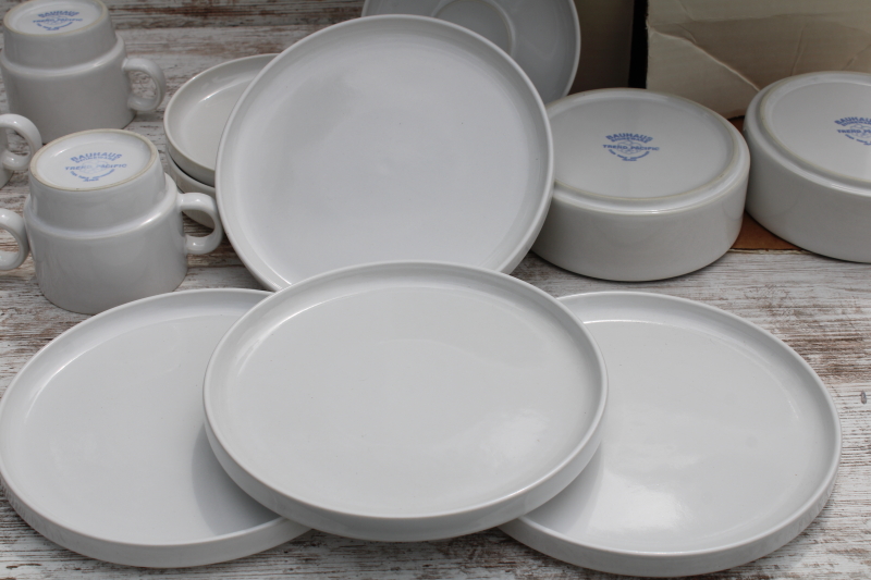 photo of Crate & Barrel vintage Trend Pacific Japan all white dinnerware, Bauhaus minimalist mod stackable dishes  #9