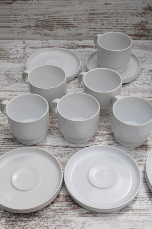 photo of Crate & Barrel vintage Trend Pacific Japan all white dinnerware, Bauhaus minimalist mod stackable dishes  #12