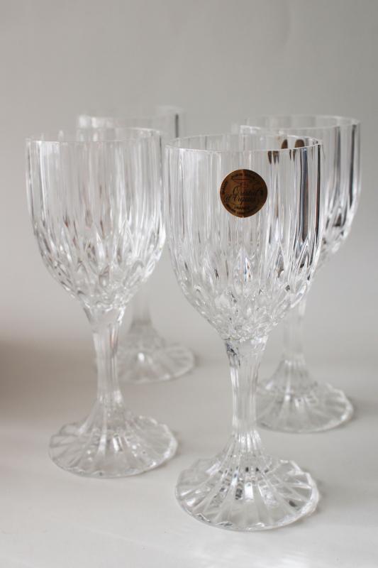 photo of Cristal d'Arques France vintage stemware Bretagne pattern wine glasses w/ label #1