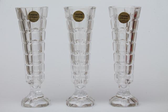 photo of Cristal d'Arques Soliflor french crystal flower bud vases in vintage boxes #2