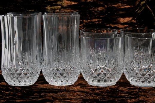 photo of Cristal d'arques Longchamp french crystal tumblers, high ball & low ball glasses #1