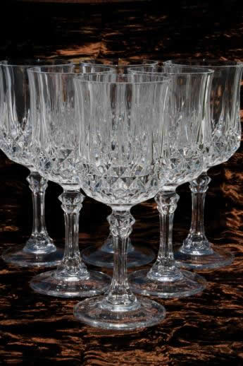 photo of Cristal d'arques Longchamp french crystal water glasses, set of 6 goblets #1