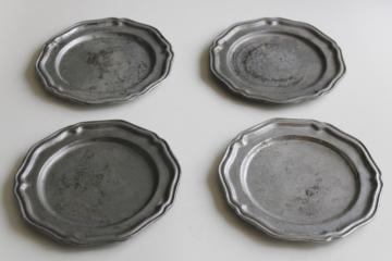 Crown Castle vintage reproduction pewter plates, armetale metal Queen Anne colonial style 