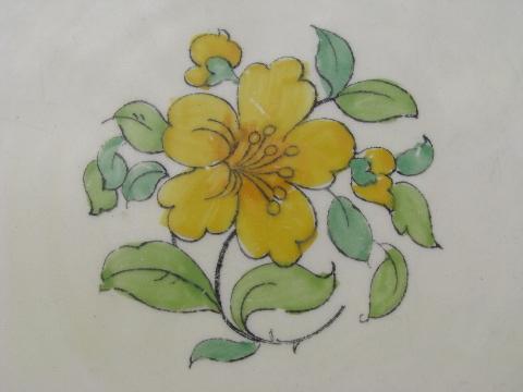 photo of Crown Ducal - England, vintage china dinner plate, yellow flower floral #2