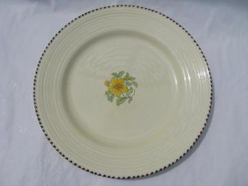 catalog photo of Crown Ducal - England, vintage china dinner plate, yellow flower floral