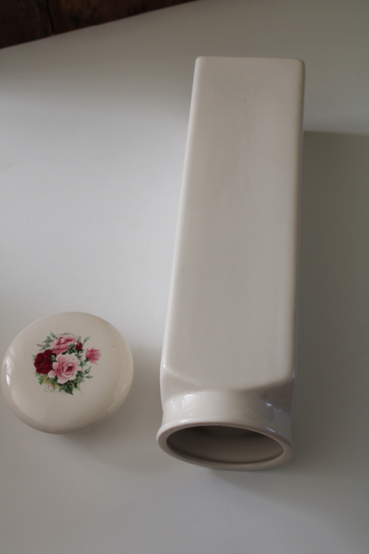 photo of Crown Heritage England ceramic canister, vintage storage jar for spaghetti country roses floral  #3