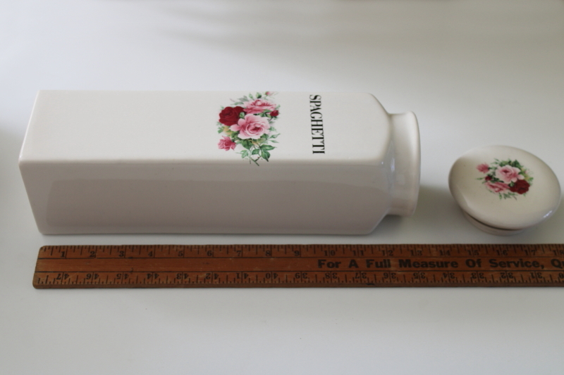 photo of Crown Heritage England ceramic canister, vintage storage jar for spaghetti country roses floral  #5