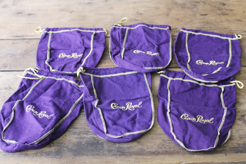 photo of Crown Royal bag lot of six CrownRoyal bags 1 liter size about 9 inches long #1