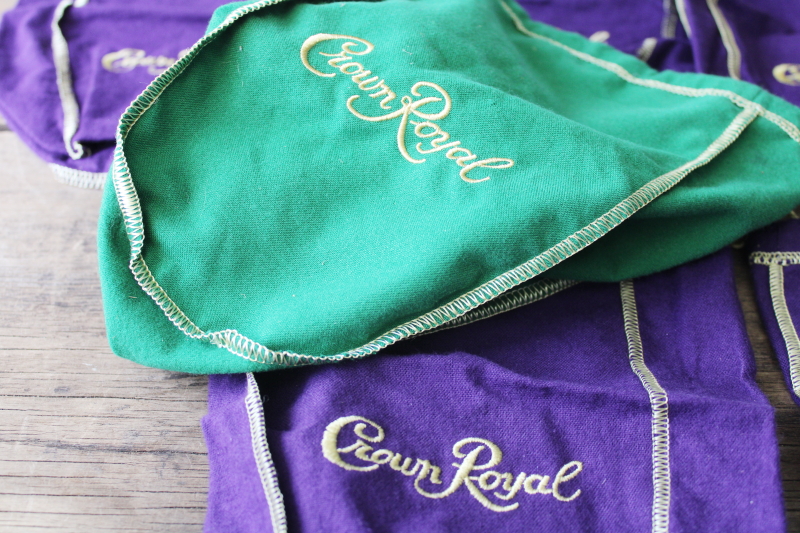 photo of Crown Royal bag lot of six CrownRoyal bags 1 liter size purple & green #2