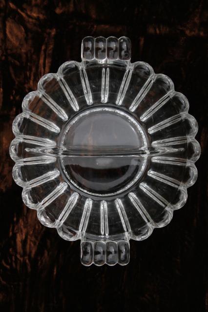 photo of Crystolite two part relish dish, crystal clear glass divided condiment bowl w/ Heisey mark #2