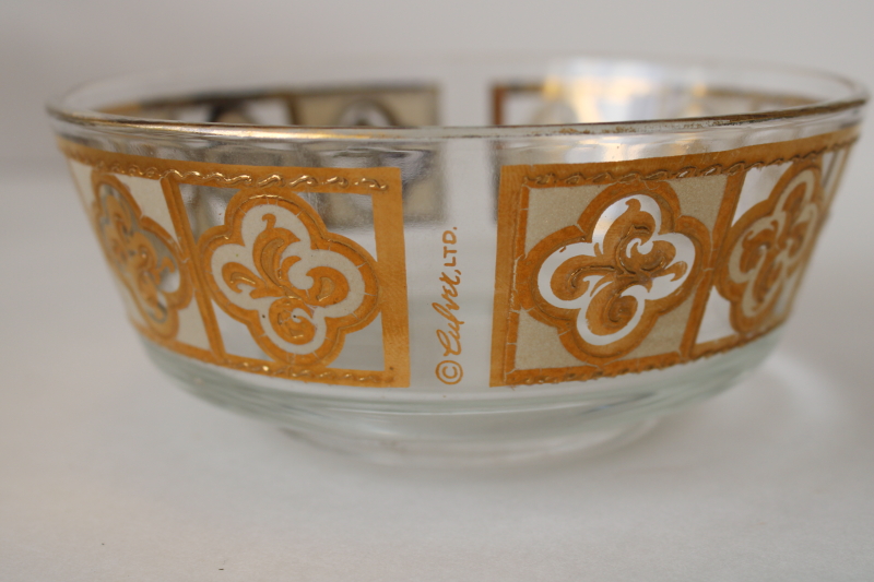 photo of Culver glass gold tiles pattern bowl, dip or relish dish mid century modern vintage  #2