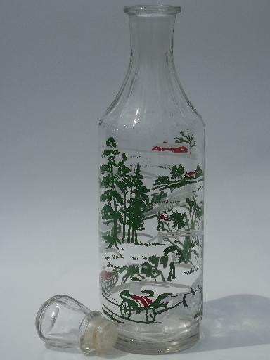 photo of Currier and Ives whiskey decanter Libbey old-fashioned days glasses go-along #2