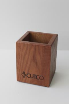 catalog photo of Cutco wood block kitchen utensil holder for spoons tools gadgets, not knives