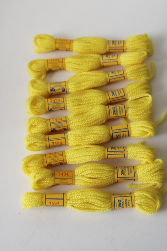 photo of DMC Floralia persian wool yarn matching dye lot lemon yellow embroidery needlepoint tapestry wool  #1