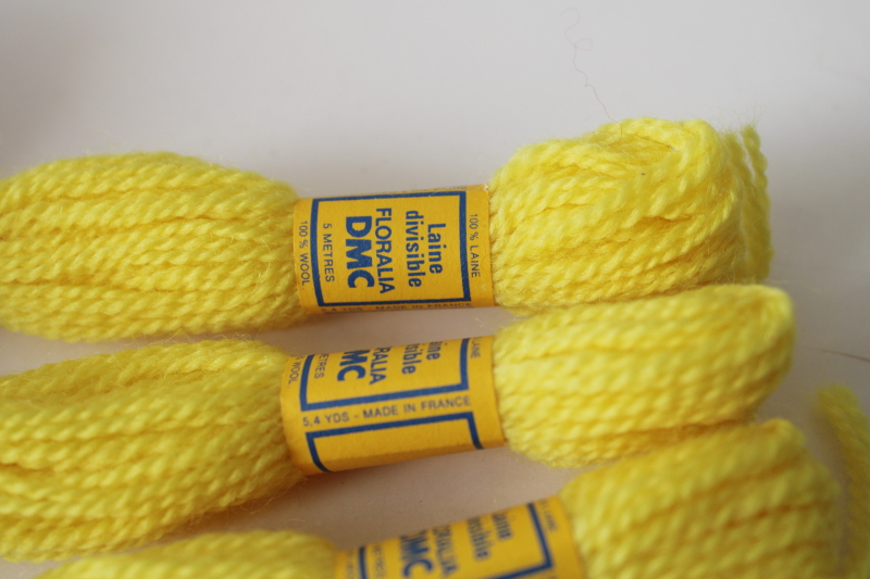 photo of DMC Floralia persian wool yarn matching dye lot lemon yellow embroidery needlepoint tapestry wool  #2