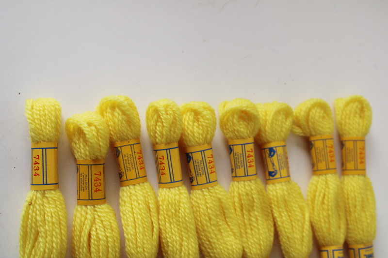photo of DMC Floralia persian wool yarn matching dye lot lemon yellow embroidery needlepoint tapestry wool  #3