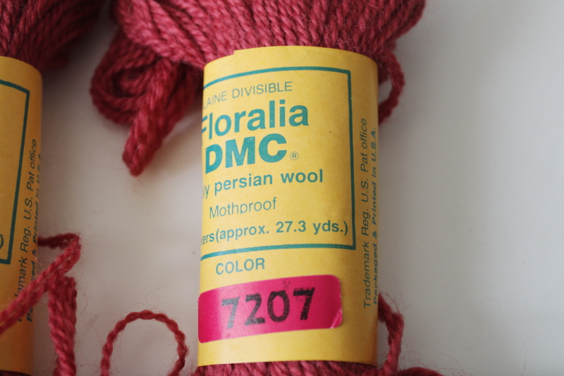 photo of DMC Floralia persian wool yarn matching dye lot rhubarb 7207 embroidery needlepoint tapestry wool #2