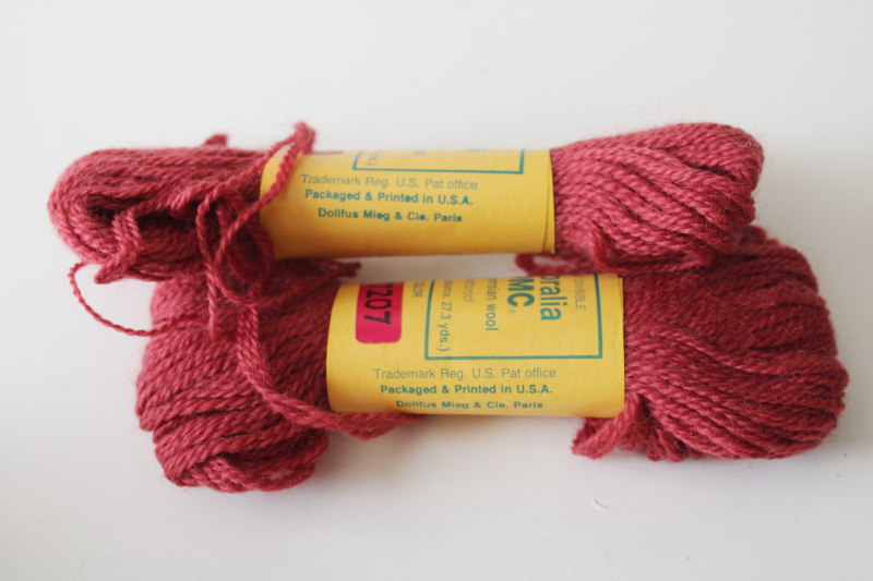 photo of DMC Floralia persian wool yarn matching dye lot rhubarb 7207 embroidery needlepoint tapestry wool #3