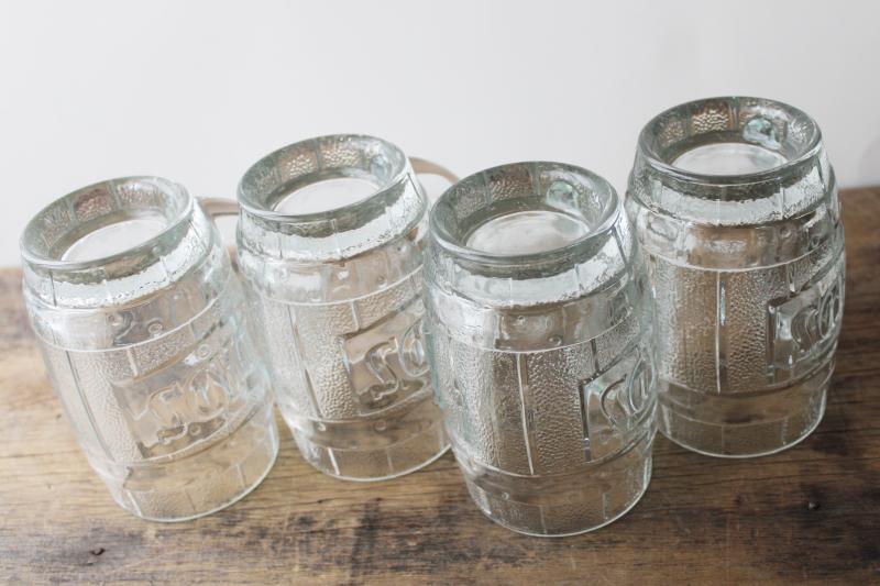 photo of Dad's Root Beer mugs, vintage heavy glass ice cream float glasses, barrel steins #3