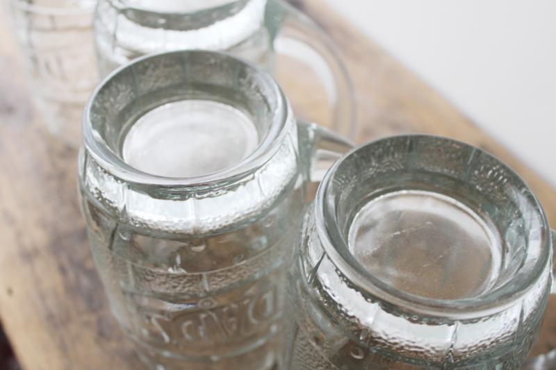 photo of Dad's Root Beer mugs, vintage heavy glass ice cream float glasses, barrel steins #4