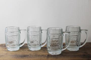 Dad's Root Beer mugs, vintage heavy glass ice cream float glasses, barrel steins