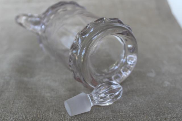 photo of Dakota pattern EAPG antique glass cruet bottle, ivy berry etched leaf 1880s vintage #5